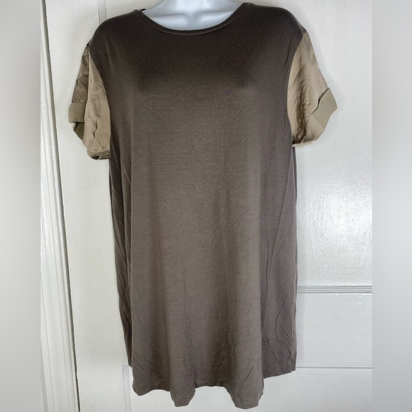 Allsaints Leila Olive Two Tone Short Sleeve Designer Luxury Shirt - Picture 2 of 7
